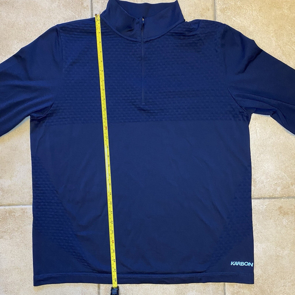 Karbon T-shirt size XL Navy Blue long-sleeve layer 1/4 zip active workout - Picture 2 of 8